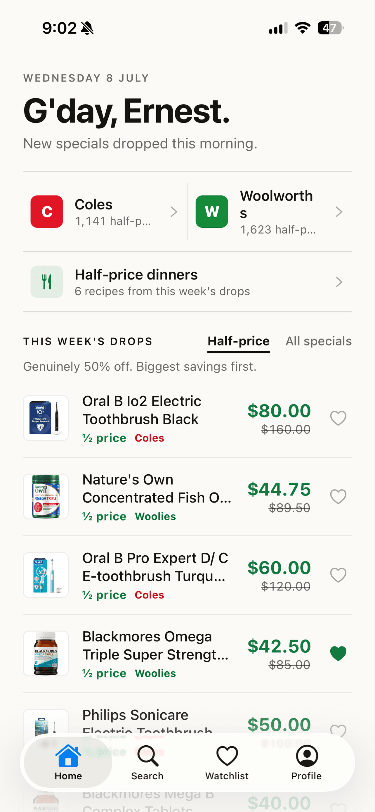 Wednesday — Half Price Tracker screenshot 1