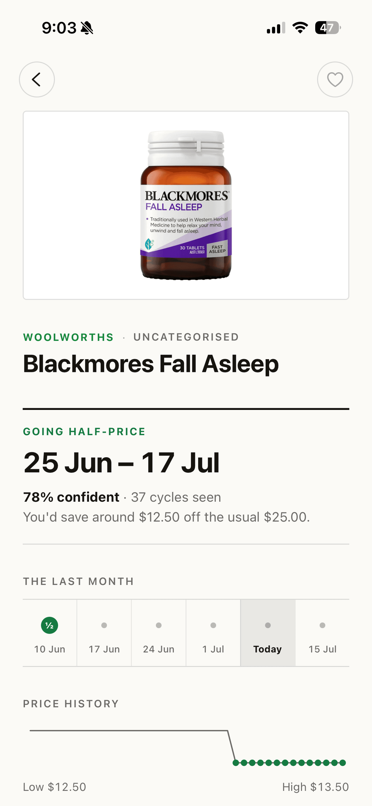 Wednesday — Half Price Tracker screenshot 2